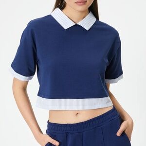 Polo neck T-shirt crop top